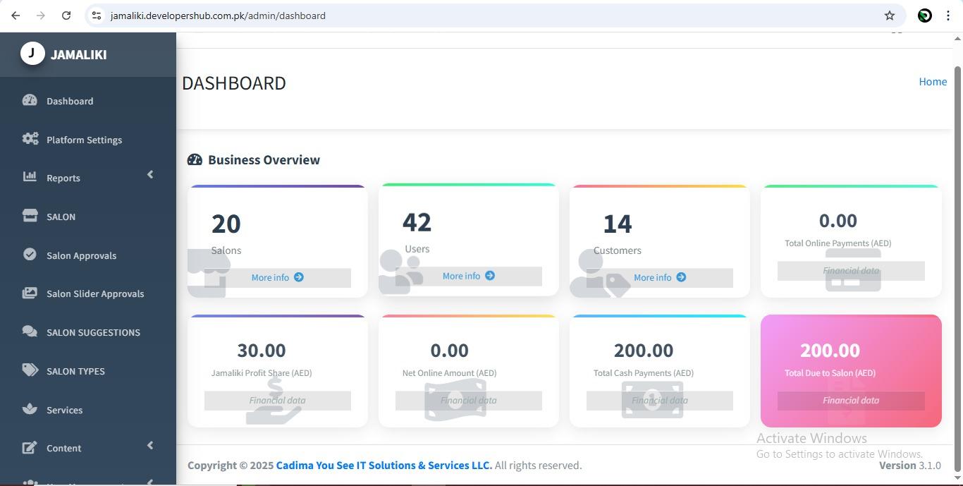 Custom Development on Jamaliki Backend